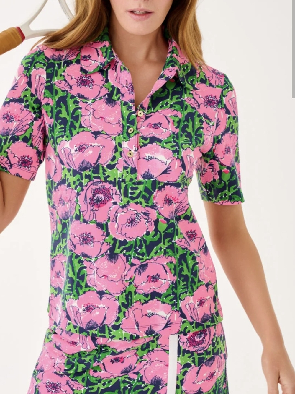 Lilly Pulitzer Via Flora 50+  Button-Down Polo
